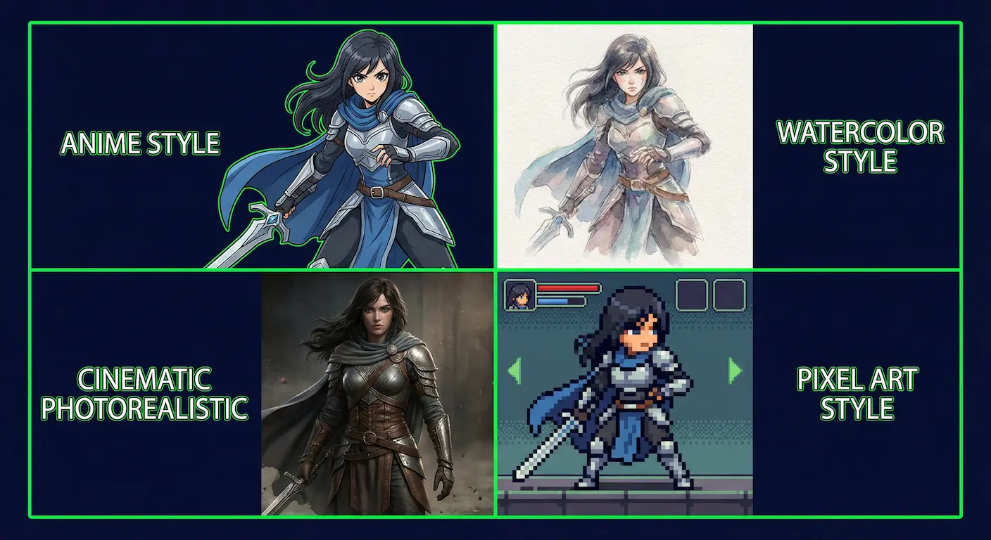 ตัวละคร RPG เดิมในหลายสไตล์พร้อมความแตกต่างเล็กน้อย